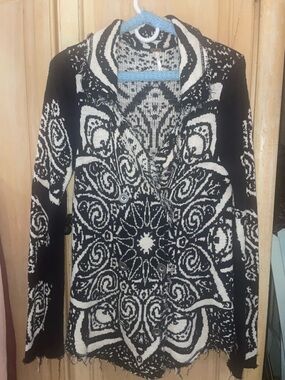 Free People Star-Gazer distressed double busted sweater.